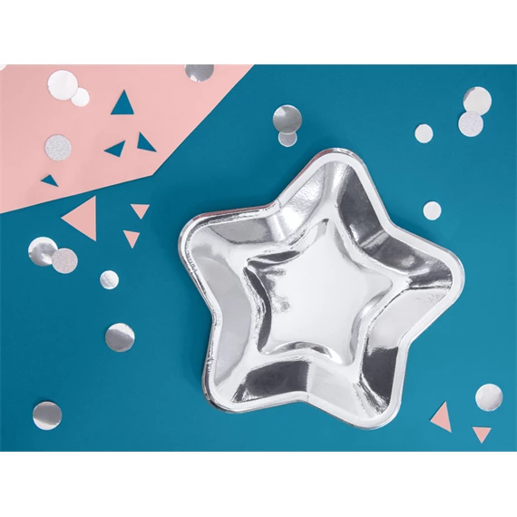 Papírtányér csillag ezüst 23 cm S/6