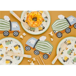 Papírtányér építőipari járművek, mix, 18x18 cm S/6