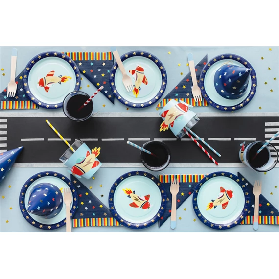 Papírtányér repülőgép, 18x18 cm, mix S/6