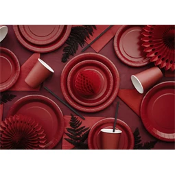 Papírtányér sötétpiros 18 cm S/6