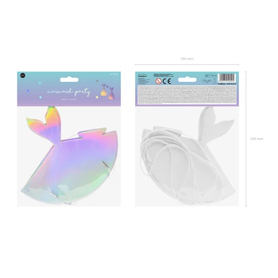 Party kalapok sellő, irizáló, 18 cm S/6