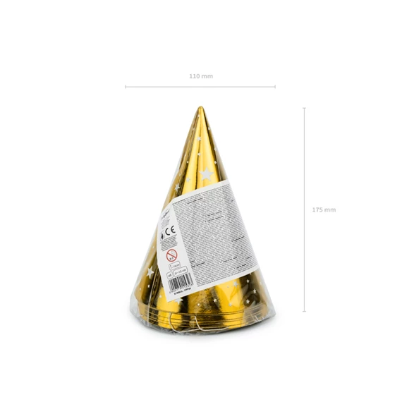 Party kalapok csillagok arany 16 cm S/6