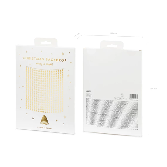 Party függöny karácsonyfák arany 100x245 cm