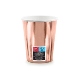 Pohár "Happy Birthday" papír 260 ml rosegold S/6