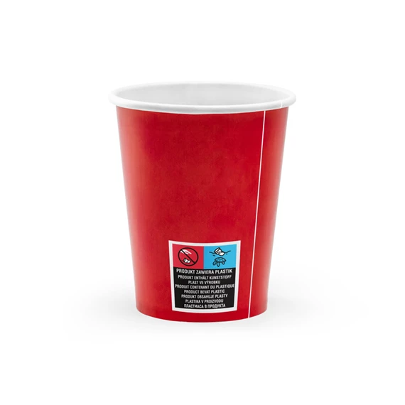 Papírpohár kalóz parti, piros, 220 ml S/6