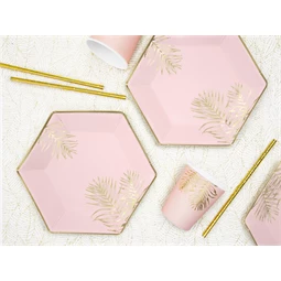 Papírpohár levelek, világos rózsaszín, 220 ml S/6