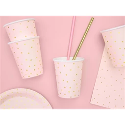 Papírpohár pöttyös világos rózsaszín 260 ml S/6