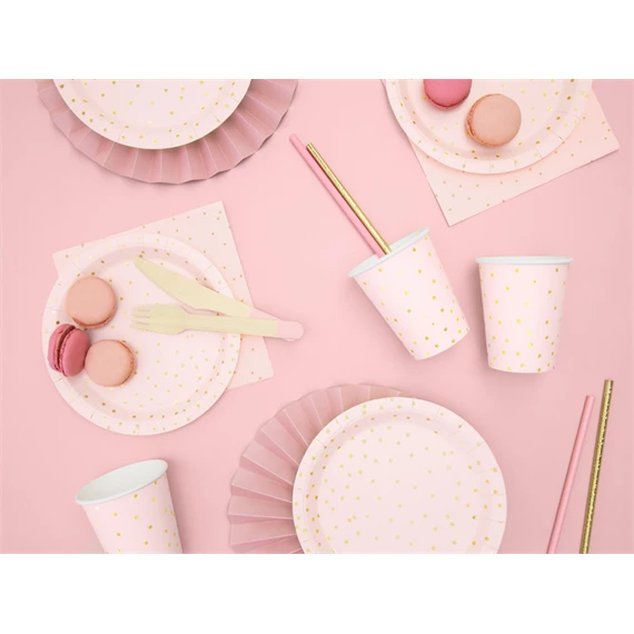 Papírpohár pöttyös világos rózsaszín 260 ml S/6