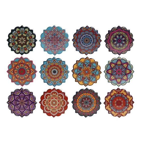 Poháralátét, Mandala 10,8x10,8x0,7 cm 12 féle