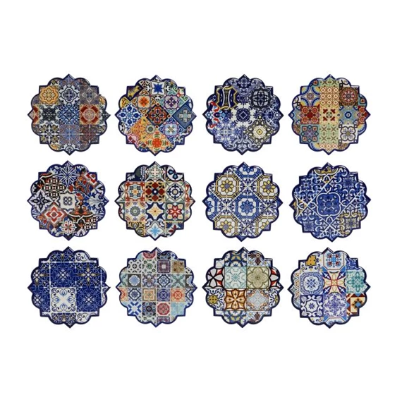 Poháralátét, csempe 10,8x10,8x0,7 cm 12 féle