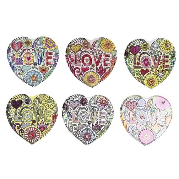 Poháralátét szív 11x11x0,5 cm 6 féle