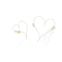 Rattan szívek krém színű virágokkal S/2