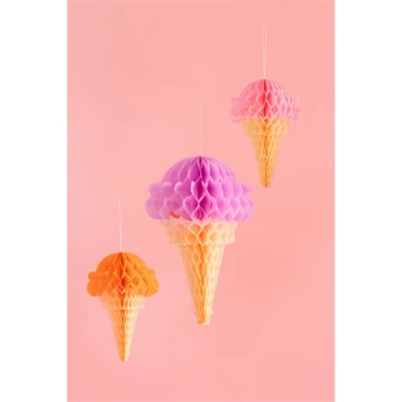 Selyempapír dekoráció fagylalt, 20-30 cm, vegyes S/3