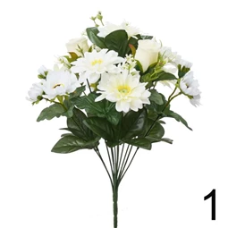 Selyemvirág csokor rózsa, dália 41 cm 3féle