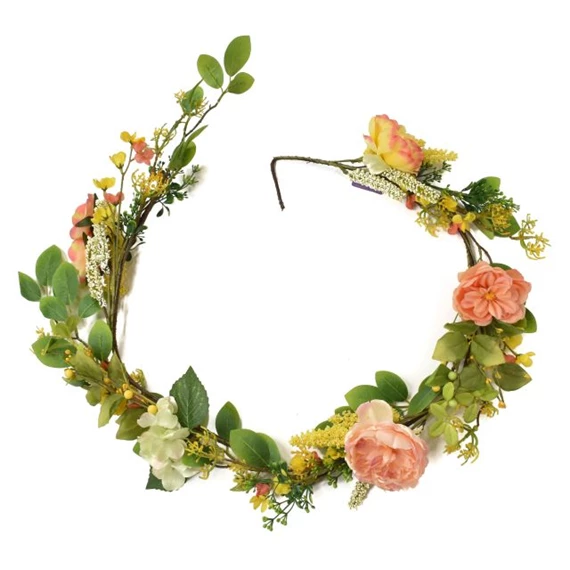 Selyemvirág girland Babarózsával, Hortenziával 150 cm