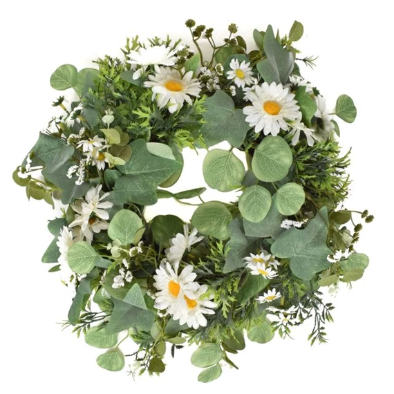 Selyemvirág koszorú Margarétával 55 cm