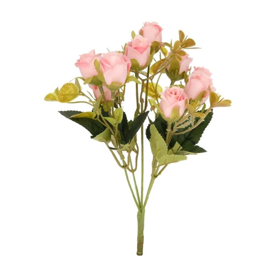 Selyemvirág Rózsacsokor levéllel 30 cm