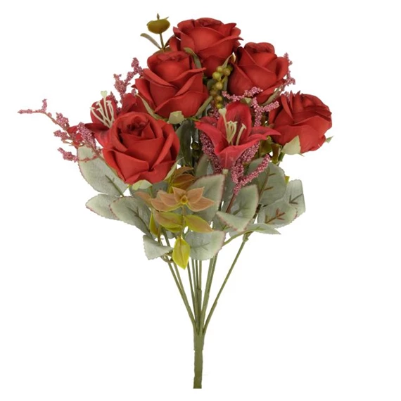 Selyemvirág Rózsacsokor Liliommal 38 cm