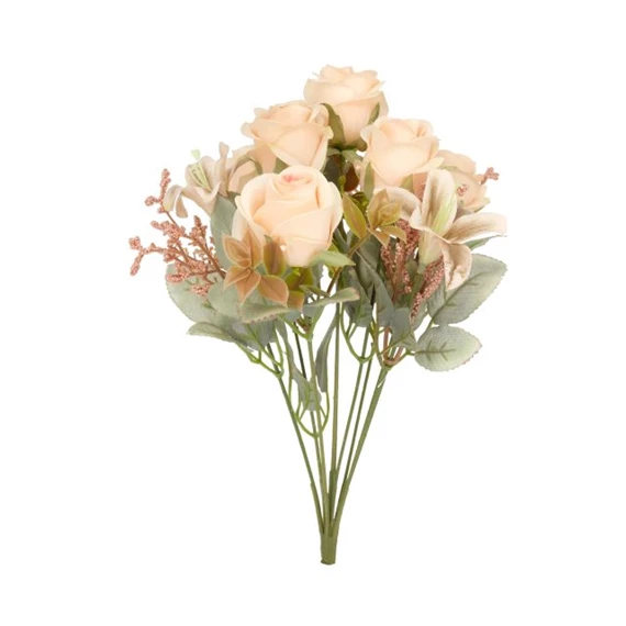 Selyemvirág Rózsacsokor Liliommal 38 cm