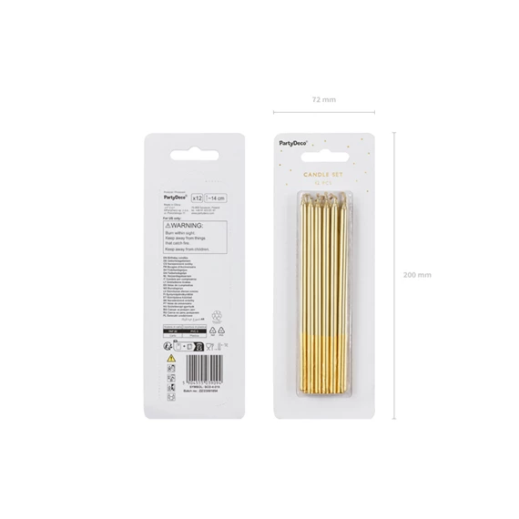 Sima születésnapi gyertyák arany 14 cm S/12
