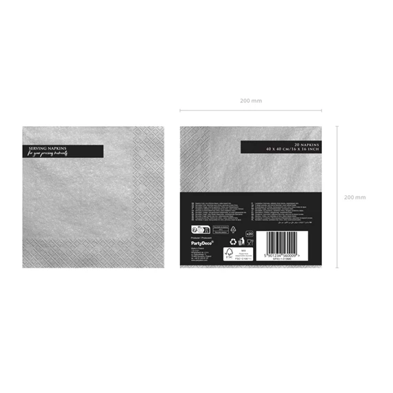 Szalvéta 3 rétegű ezüst metál 40x40 cm S/20