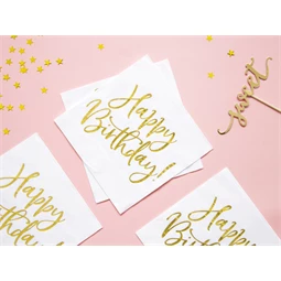 Szalvéta boldog születésnapot fehér 33x33 cm S/20