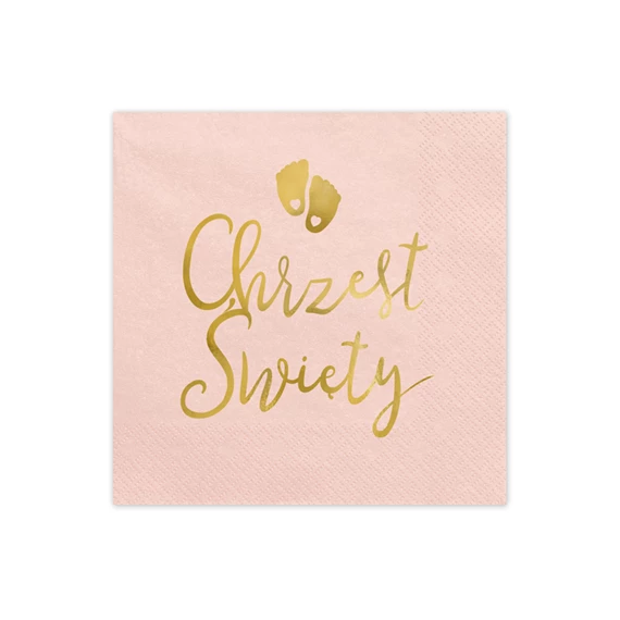 Szalvéta chrzest święty 33x33 cm világos rózsaszín S/12