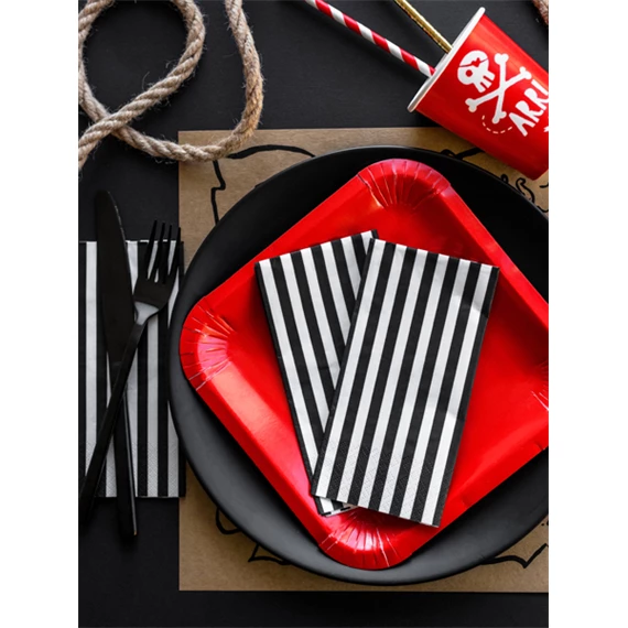 Szalvéta csíkos fekete 33 x 33 cm S/20