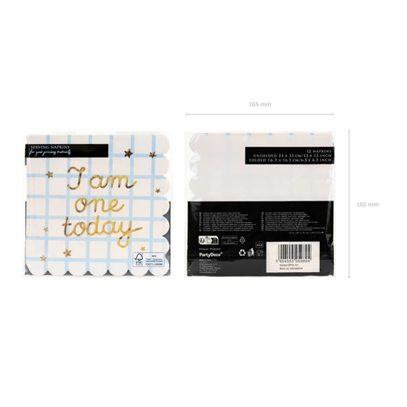 Szalvéta ma egy éves vagyok maci bézs 33x33 cm S/12