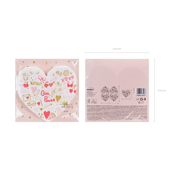 Szalvéta szív, mix, 16x15 cm S/20