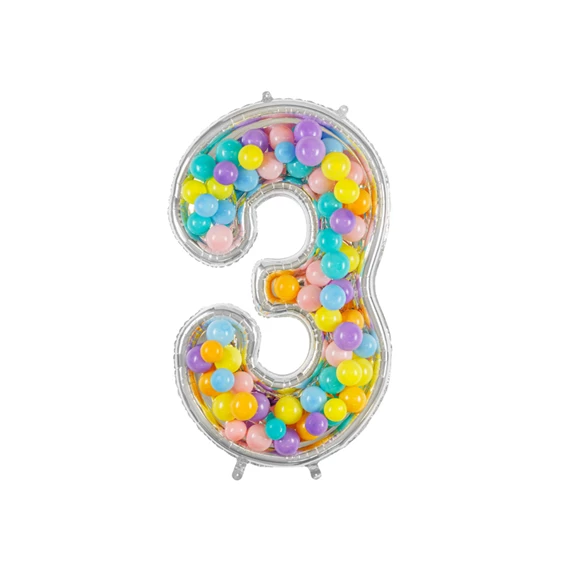 Számkeret 3-as latex lufikhoz 126 cm ezüst