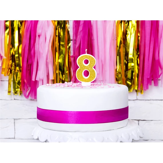 Születésnapi gyertya 8-as szám arany 7 cm