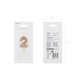 Szülinapi gyertya 2-es szám rózsaarany 4,5 cm