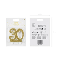 Szülinapi gyertya 30-as szám arany 7,5 cm