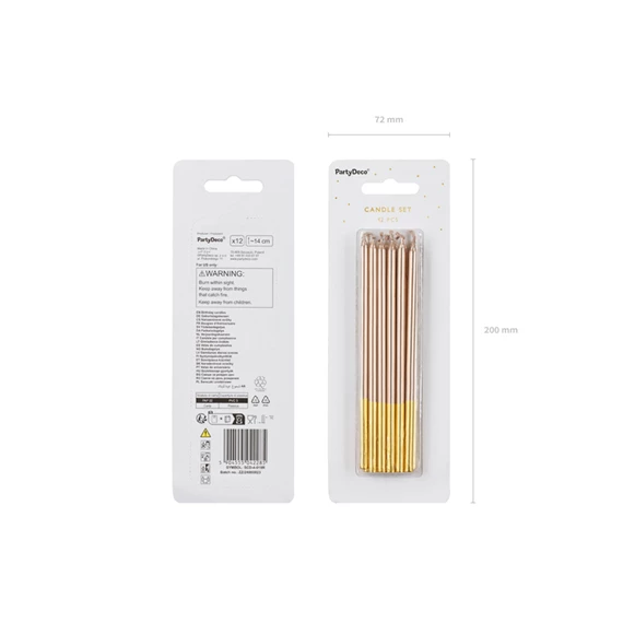 Szülinapi gyertya rózsaarany 14 cm S/12