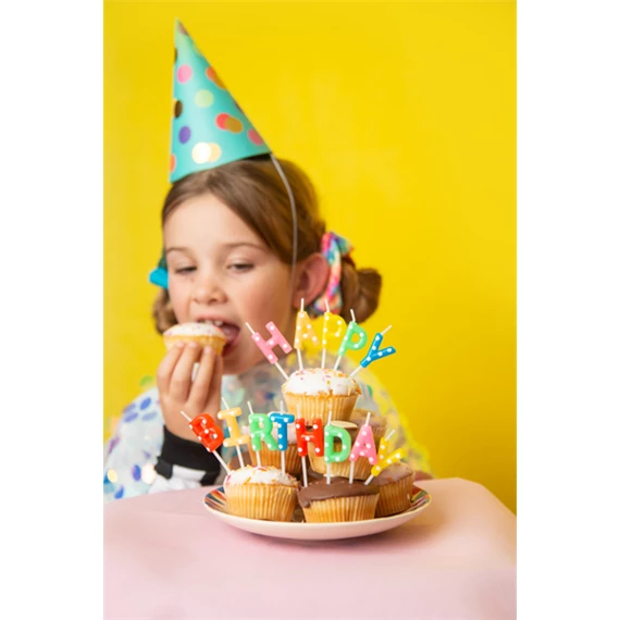 Szülinapi gyertyák happy birthday, mix, 2,5 cm S/13