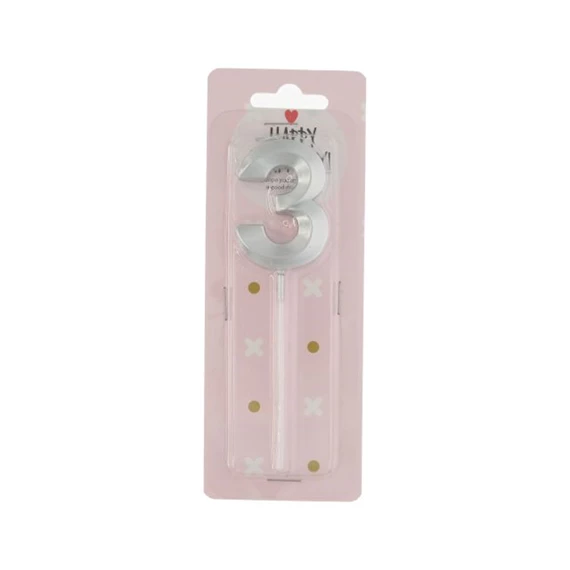 Szülinapi számgyertya 3-as, betűzős 5 cm