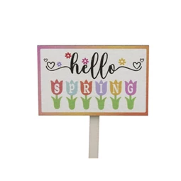 Tábla "hello spring" felirattal, betűzős 10,5x6,5 cm S/8