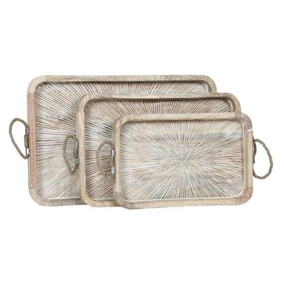 Tálca szett füllel, szögletes 53x35x4,5 cm S/3