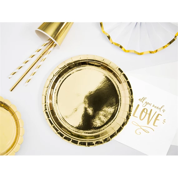 Papírtányér arany 23 cm S/6