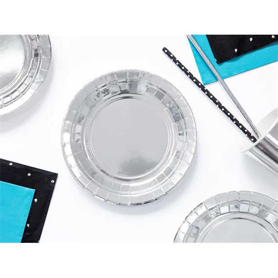 Papírtányér ezüst 18 cm S/6