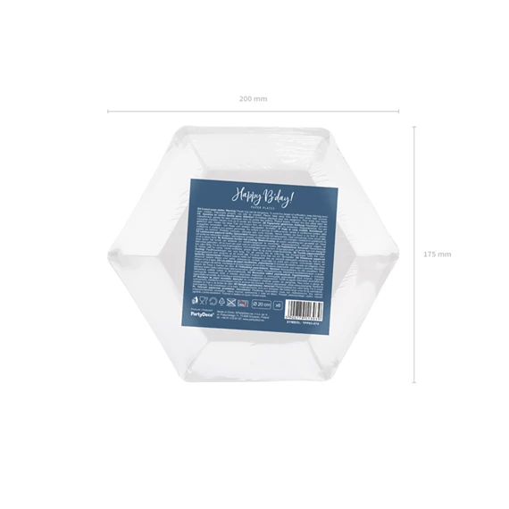 Papírtányér happy b`day!, sötétkék, 20 cm S/6