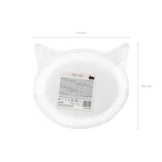 Papírtányér macska 22x20 cm S/6
