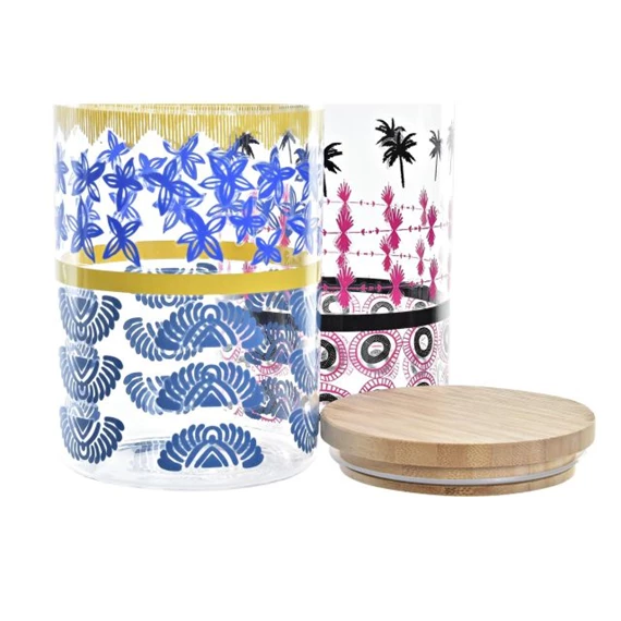 Tároló afrikai mintás 10x10x17 cm 1000 ml 2 féle