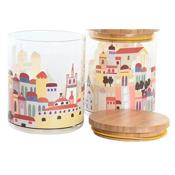 Tároló házakkal 10x10x12,5 cm 700 ml 2 féle