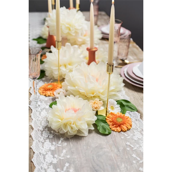 Papírdísz dekoráció virágok, krém, 30-20 cm S/5