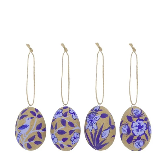 Tojás festett mintával, akasztós 5,5x5,5x7 cm 4féle