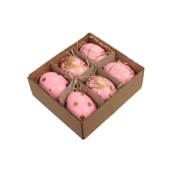 Tojás igazi, arany mintával, dobozban 6 cm S/6