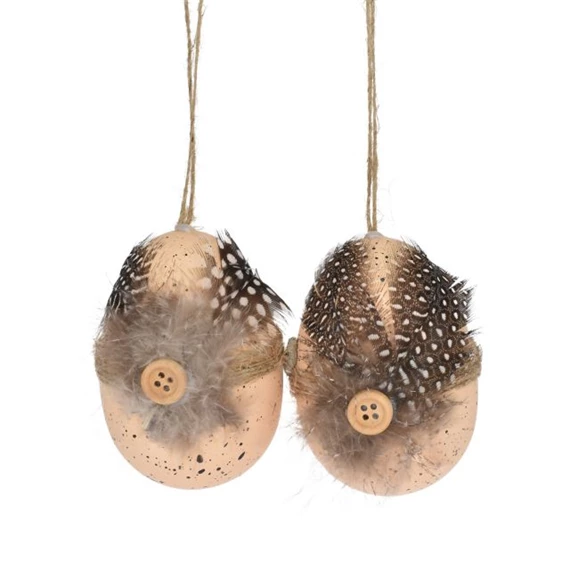 Tojás tollakkal, akasztós 8 cm S/2