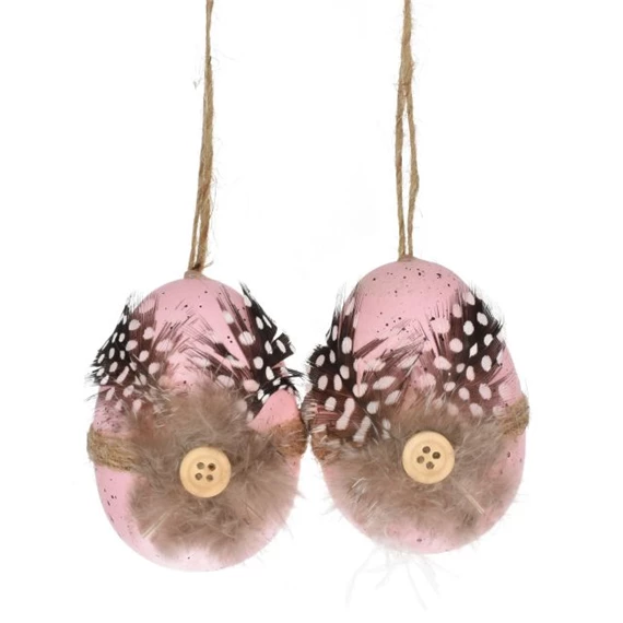 Tojás tollakkal, akasztós 8 cm S/2